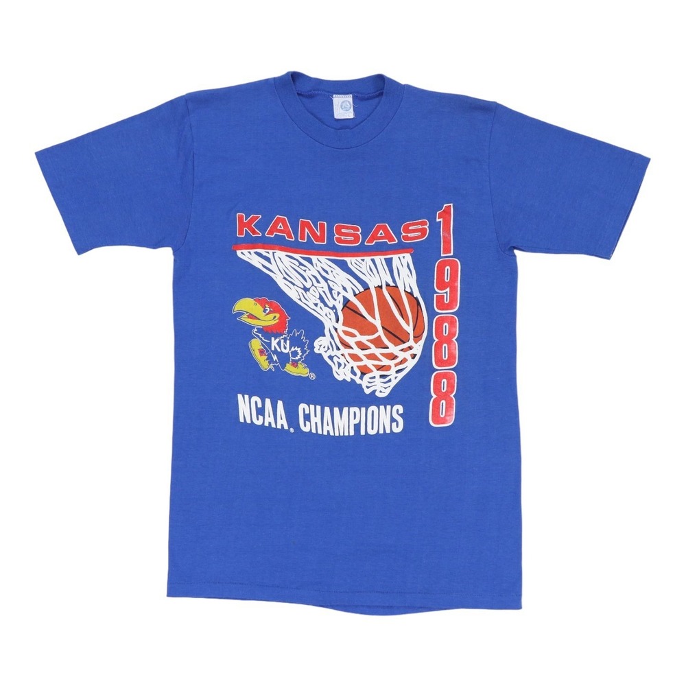 1980s Vintage 1988 Kansas Jayhawks Basketball Shirt Vintage T Shirt USA Large